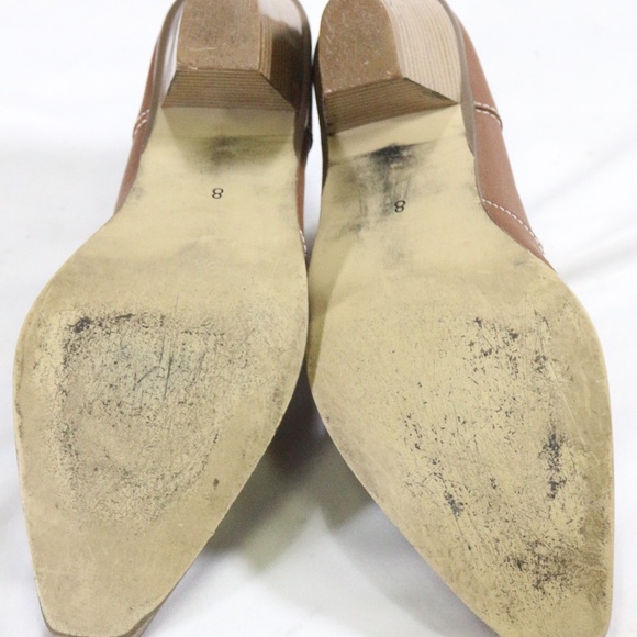 Western Style Brown Leather Low Back Point Mules Sz 8 US Women - Picture 8 of 8